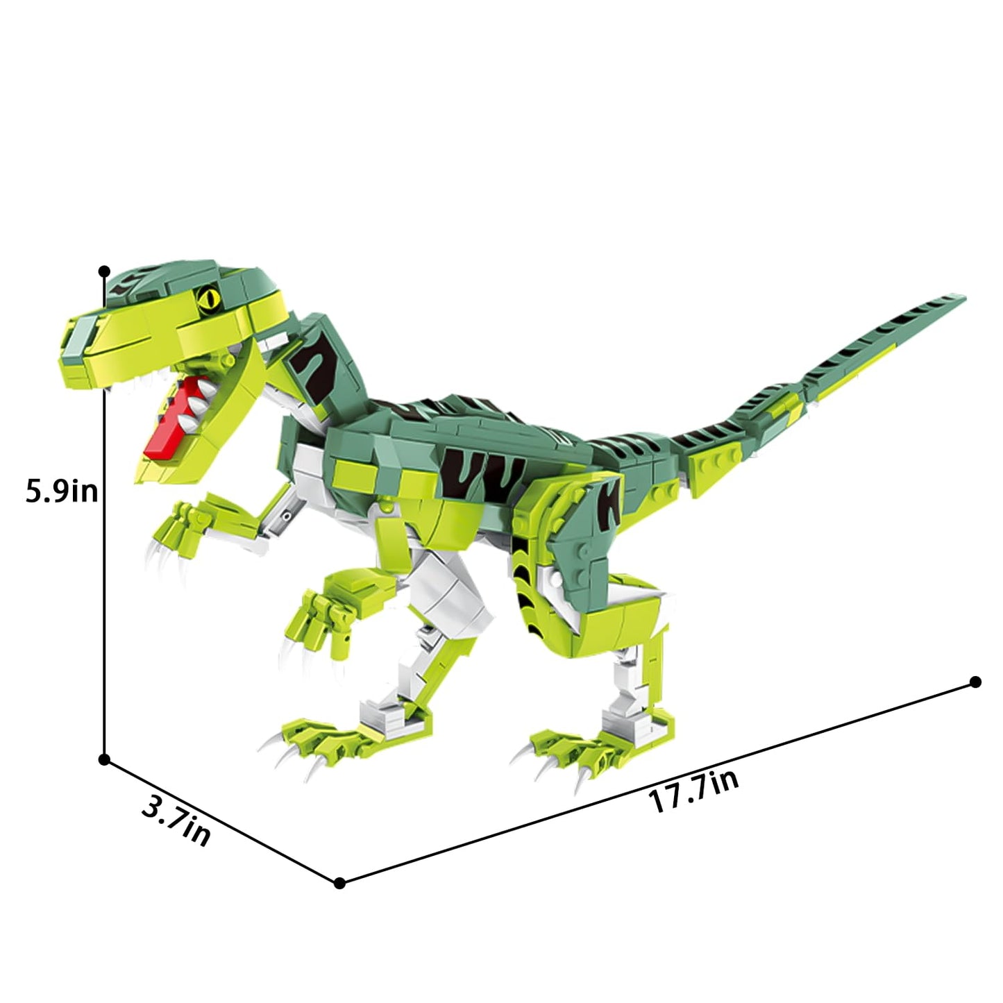SIENON Velociraptor Dinosaur Building Toy – 533 Pcs, 16.3in Model