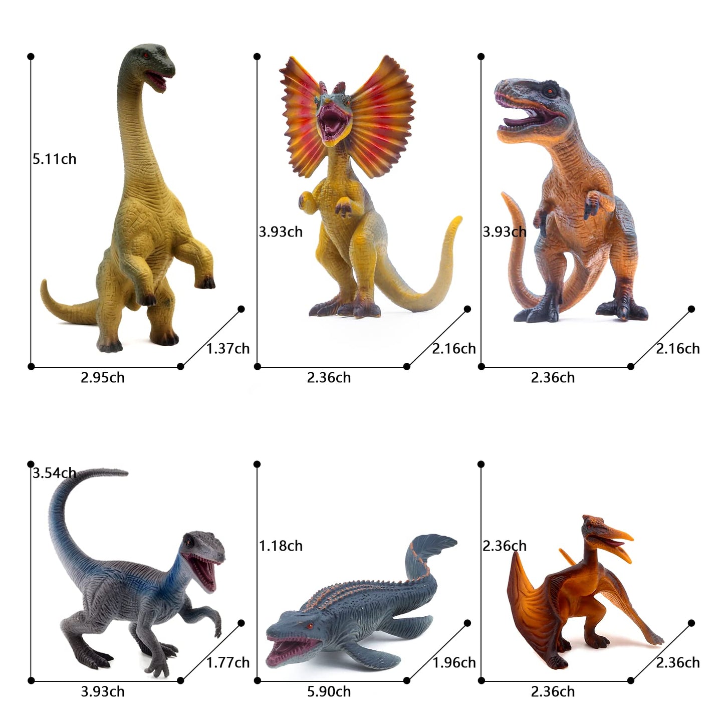 SIENON 6Pack 6.3-Inch Jurassic Dinosaur Figures | Realistic Dino Toys for Parties & Education