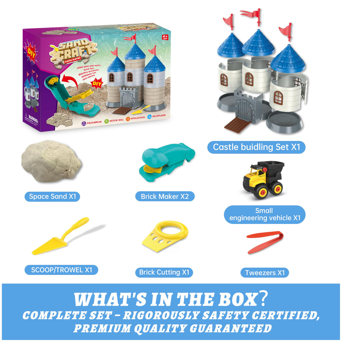 SIGHTEEDA Sand Play Kit for Kids 3-8 | 1.7 lb Moldable Sand, Tools & Molds, Mess-Free Indoor Sandbox