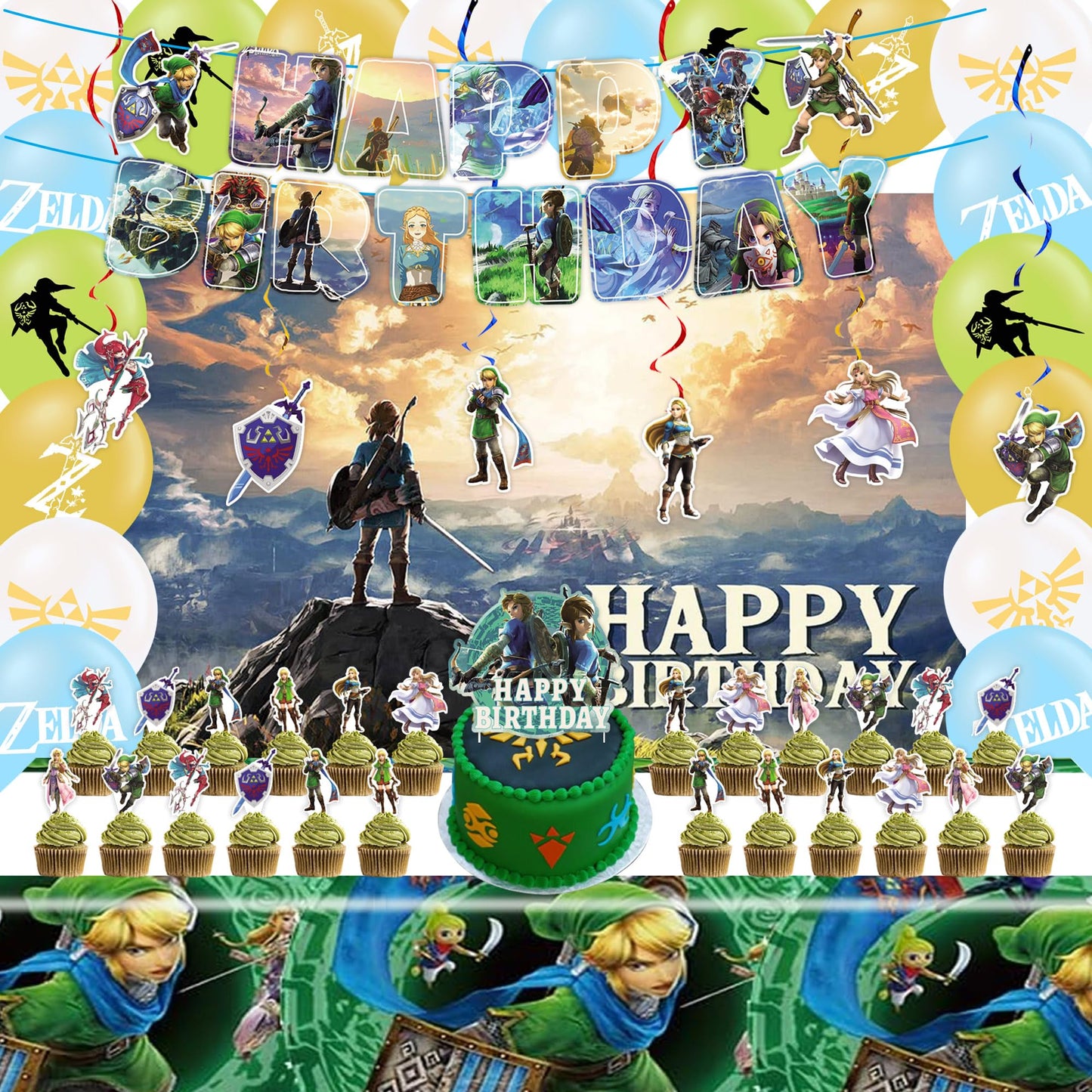 Signreen Legend Party Supplies — Banner, Balloons, Swirls, Backdrop, Tablecloth & Cake Toppers