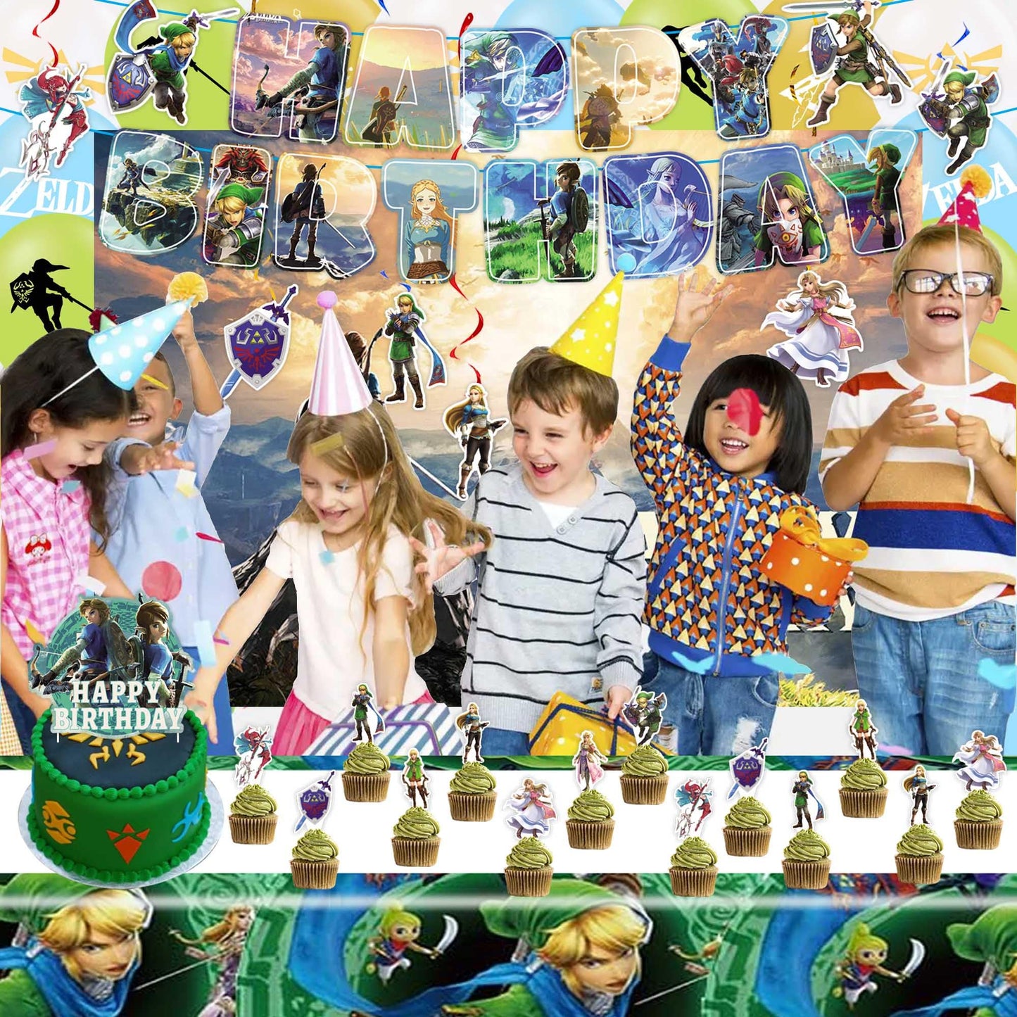 Signreen Legend Party Supplies — Banner, Balloons, Swirls, Backdrop, Tablecloth & Cake Toppers