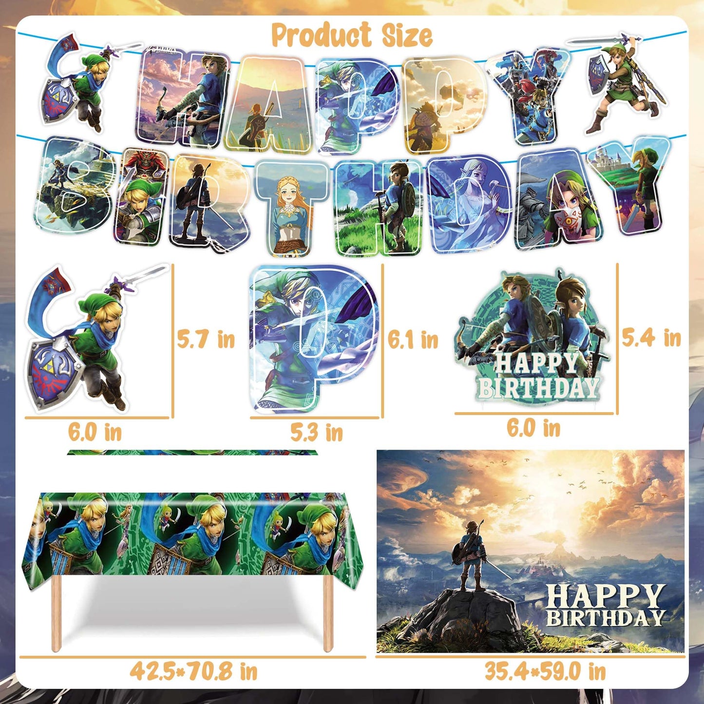Signreen Legend Party Supplies — Banner, Balloons, Swirls, Backdrop, Tablecloth & Cake Toppers