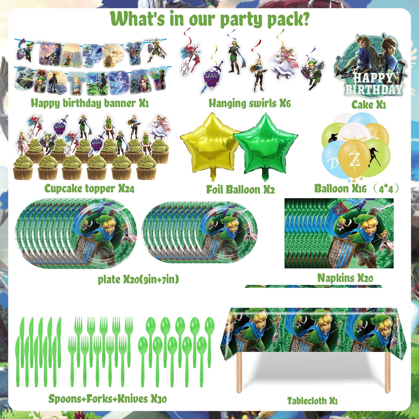 Signreen Legend Birthday Party Decorations Set – Banner, Balloons, Swirls, Tableware & Cake Toppers