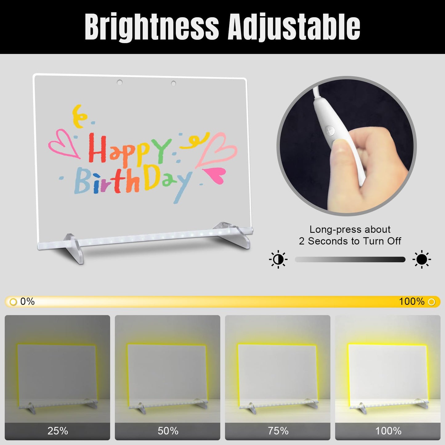 Signsxcel LED Drawing Board with Battery Box – 13.7 x 10 in, 8 Colors, 6 Modes, 7 Markers