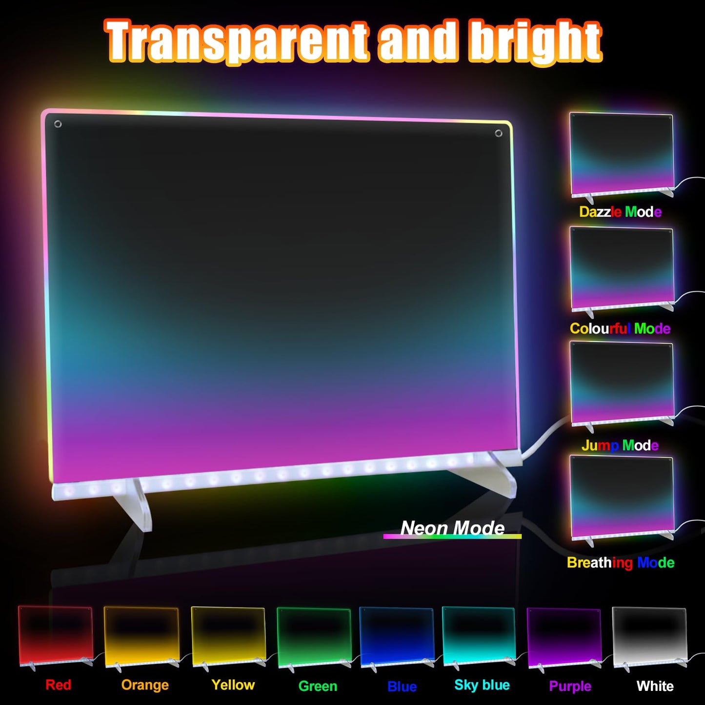 Signsxcel LED Drawing Board with Battery Box – 13.7 x 10 in, 8 Colors, 6 Modes, 7 Markers