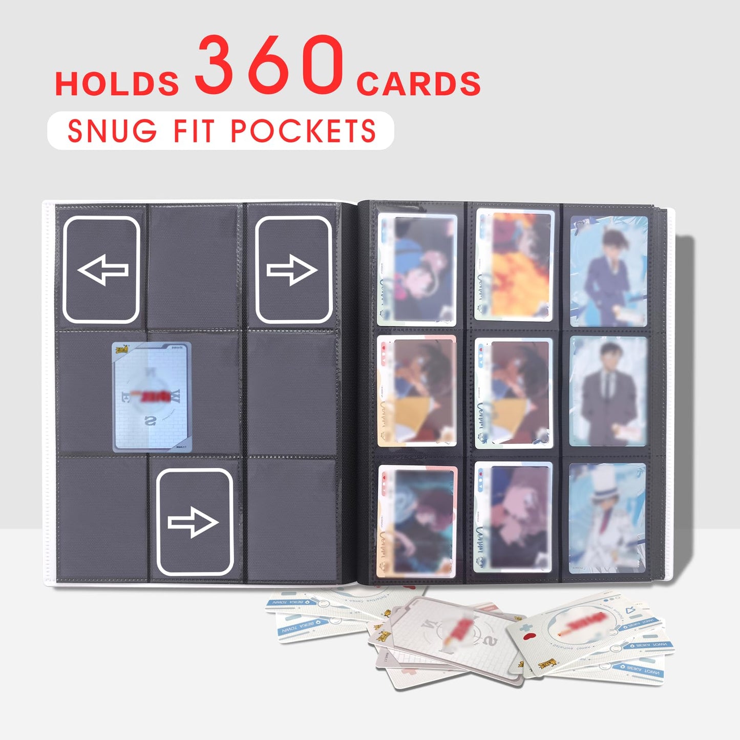 Sihdnok 9-Pocket Trading Card Binder – 360 Card Capacity, Side-Loading Pockets (Blue)