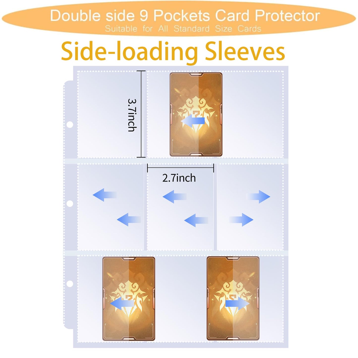Sihdnok 9-Pocket Trading Card Binder – 360 Card Capacity, Side-Loading Pockets (Blue)