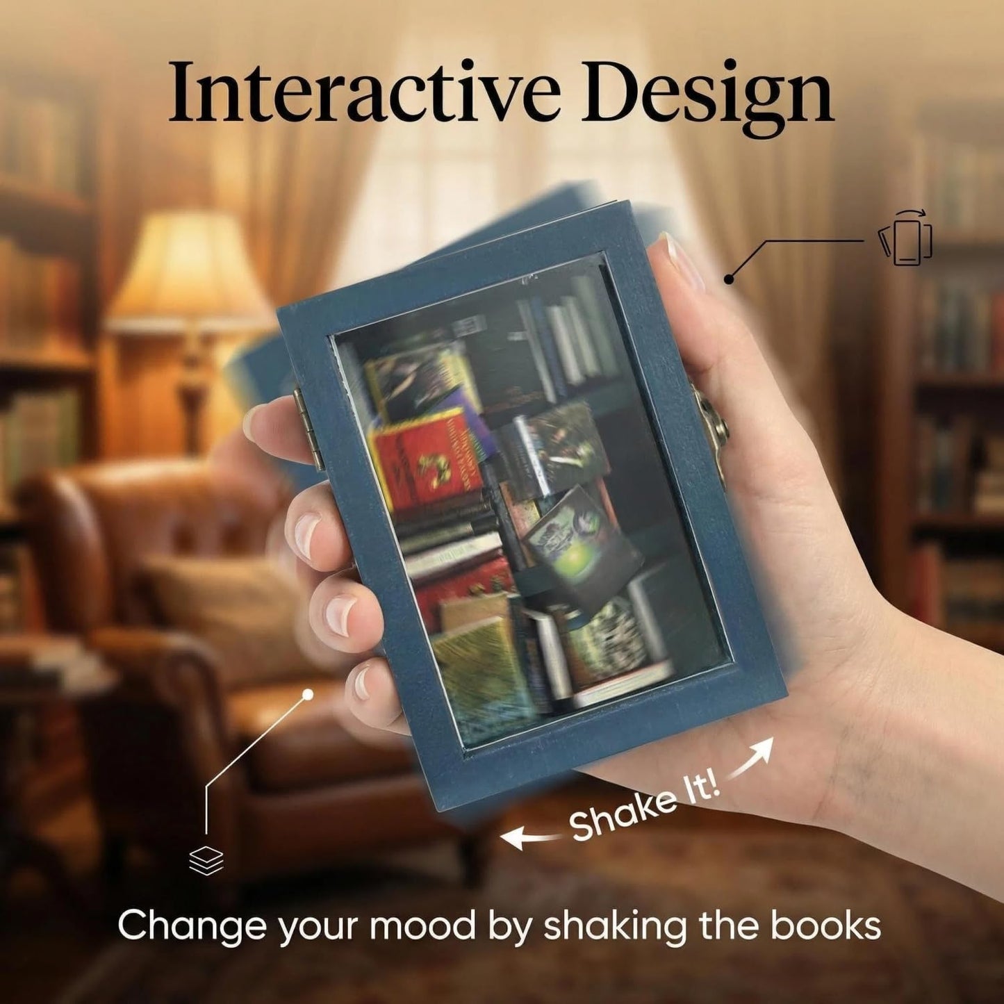 SIHPTO Stress Relief Mini Bookshelf Ornament – 60 Mini Books, Doll House Decor