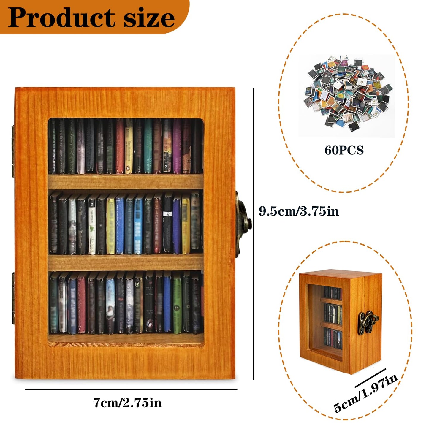 SIHPTO Stress Relief Mini Bookshelf Ornament – 60 Mini Books, Cozy Desk Decor