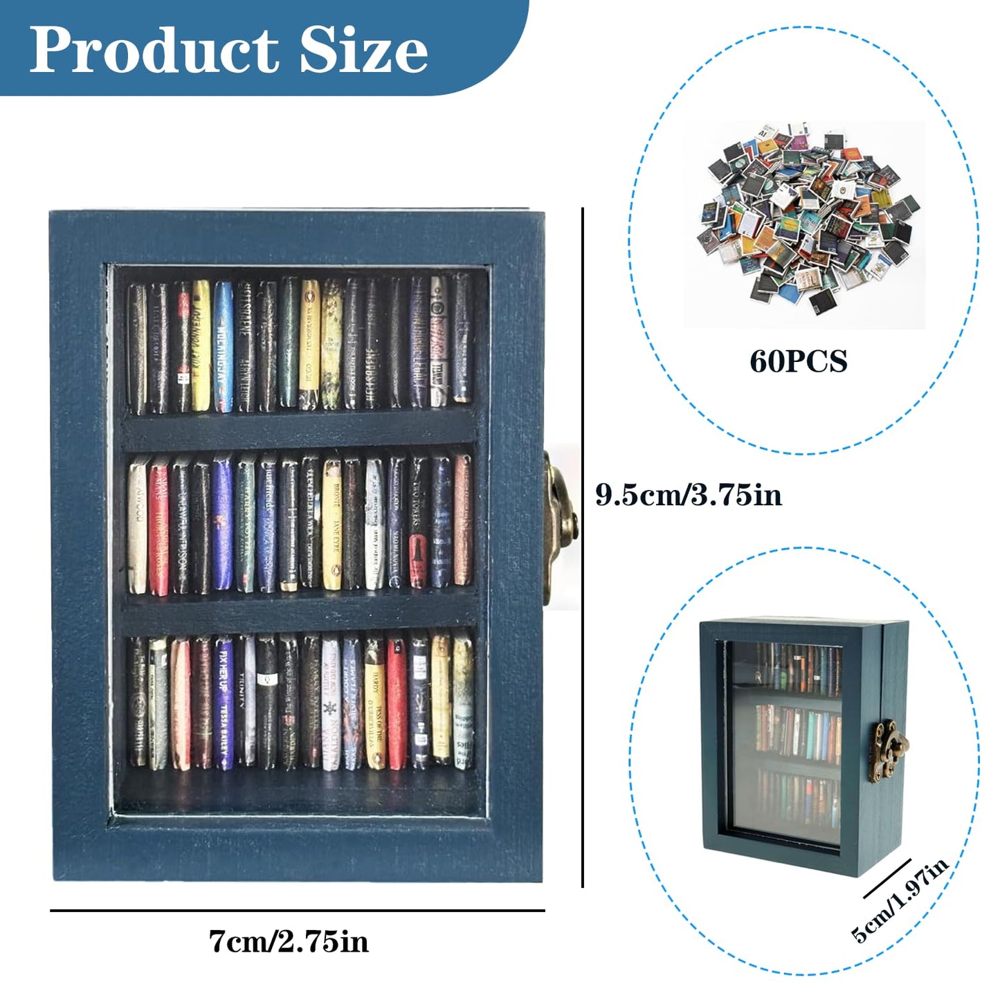 SIHPTO Stress Relief Mini Bookshelf Ornament – 60 Mini Books, Doll House Decor