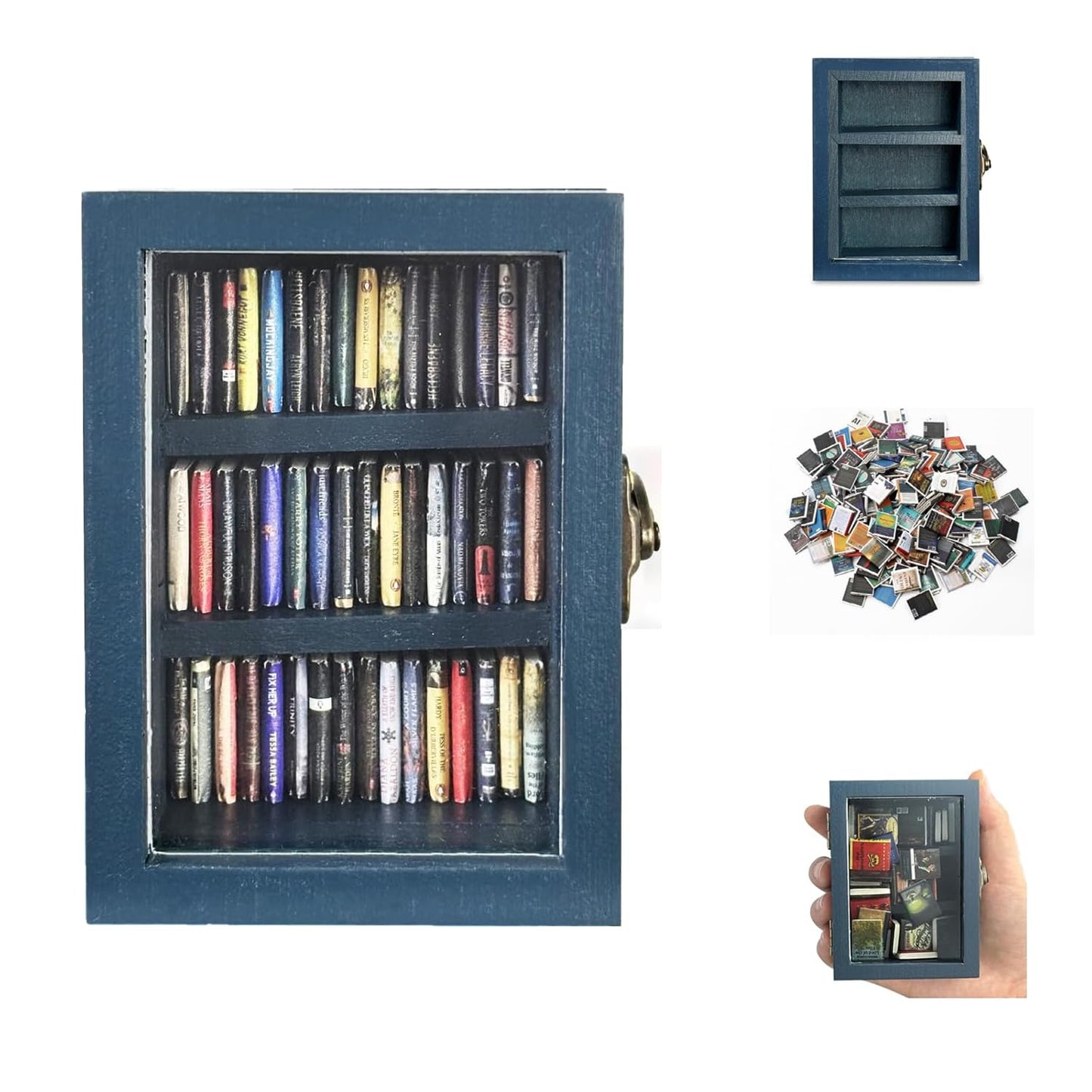 SIHPTO Stress Relief Mini Bookshelf Ornament – 60 Mini Books, Doll House Decor