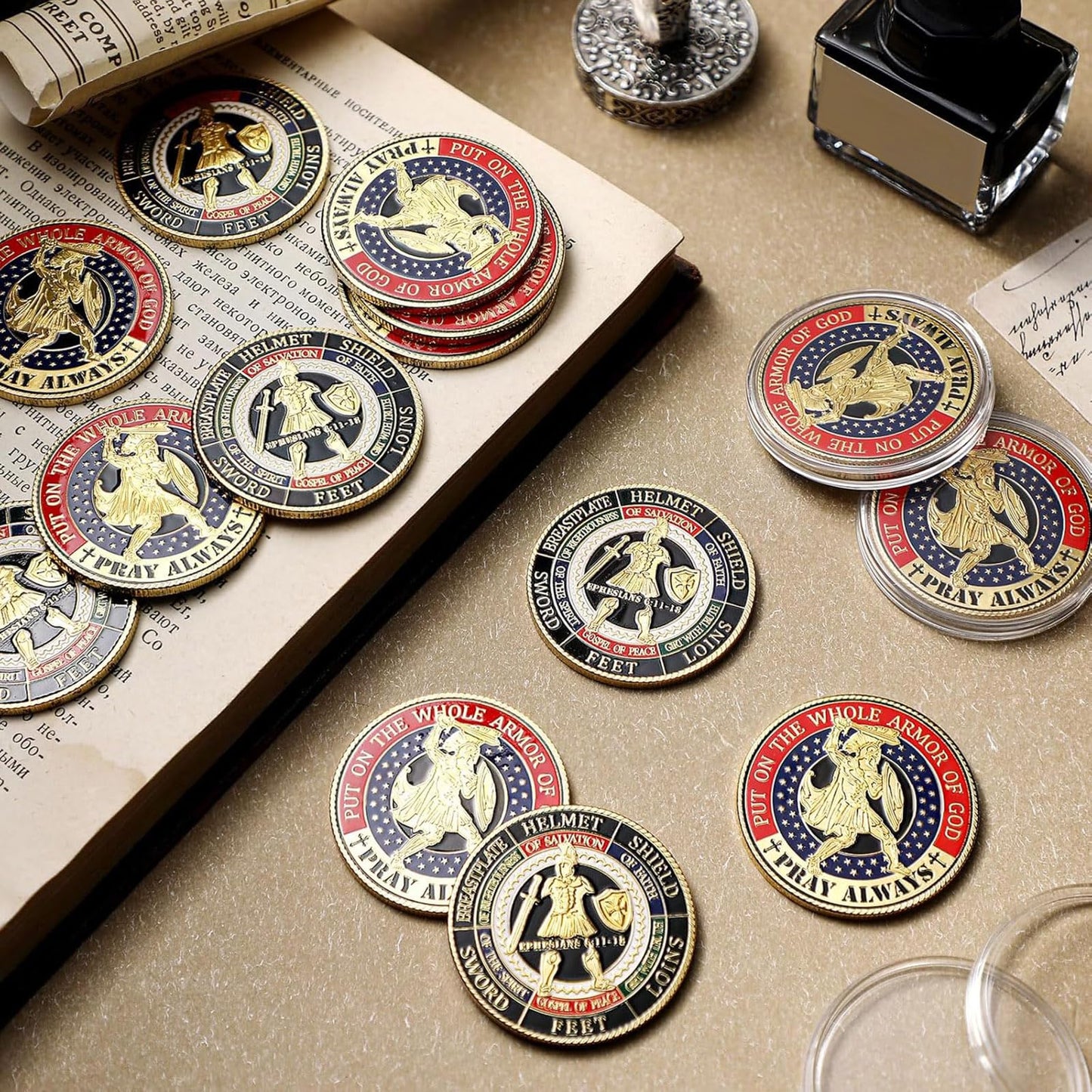 Siifert 24-Pack Whole Armor of God Coins – Gold-Plated Prayer Collectibles