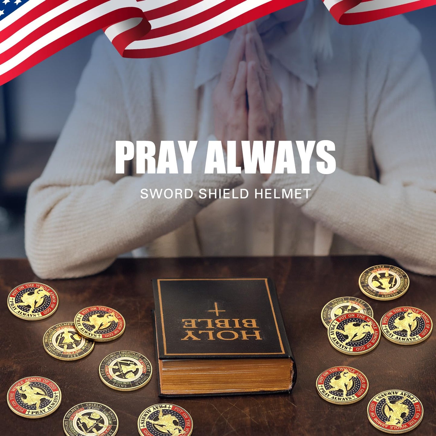 Siifert 24-Pack Whole Armor of God Coins – Gold-Plated Prayer Collectibles