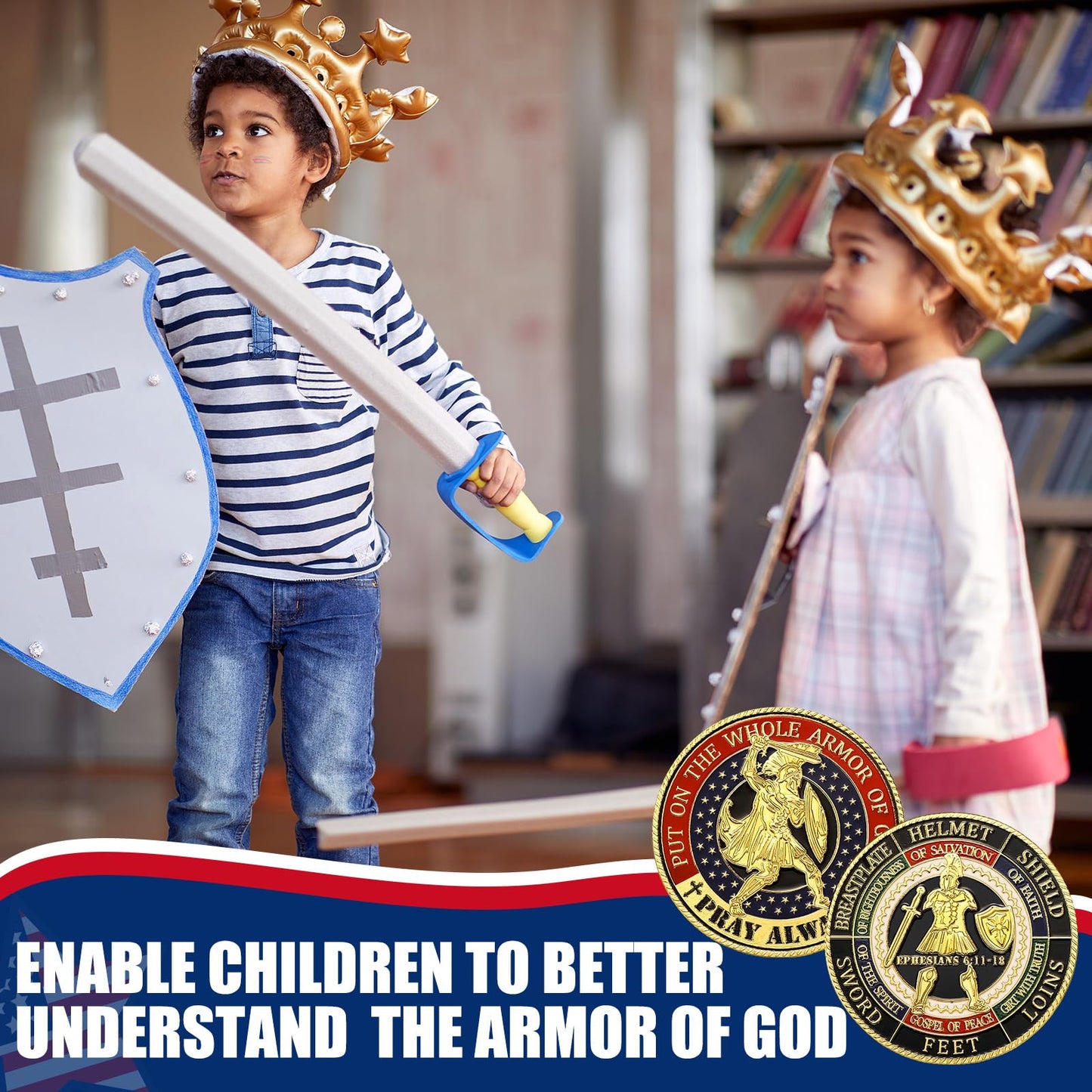 Siifert 24-Pack Whole Armor of God Coins – Gold-Plated Prayer Collectibles