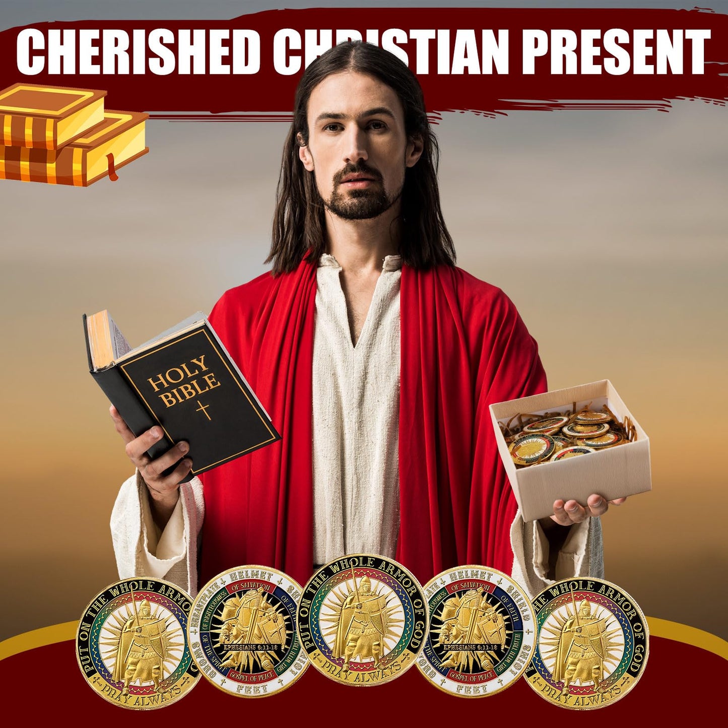 Siifert 24 Pcs Put on the Whole Armor of God Coins – Collectible Prayer Memorials