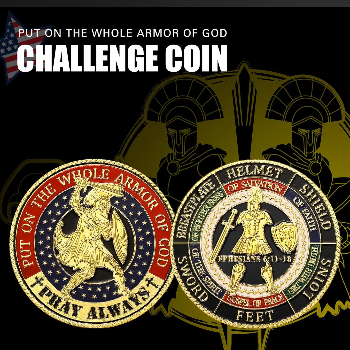 Siifert 24-Pack Whole Armor of God Coins – Gold-Plated Prayer Collectibles