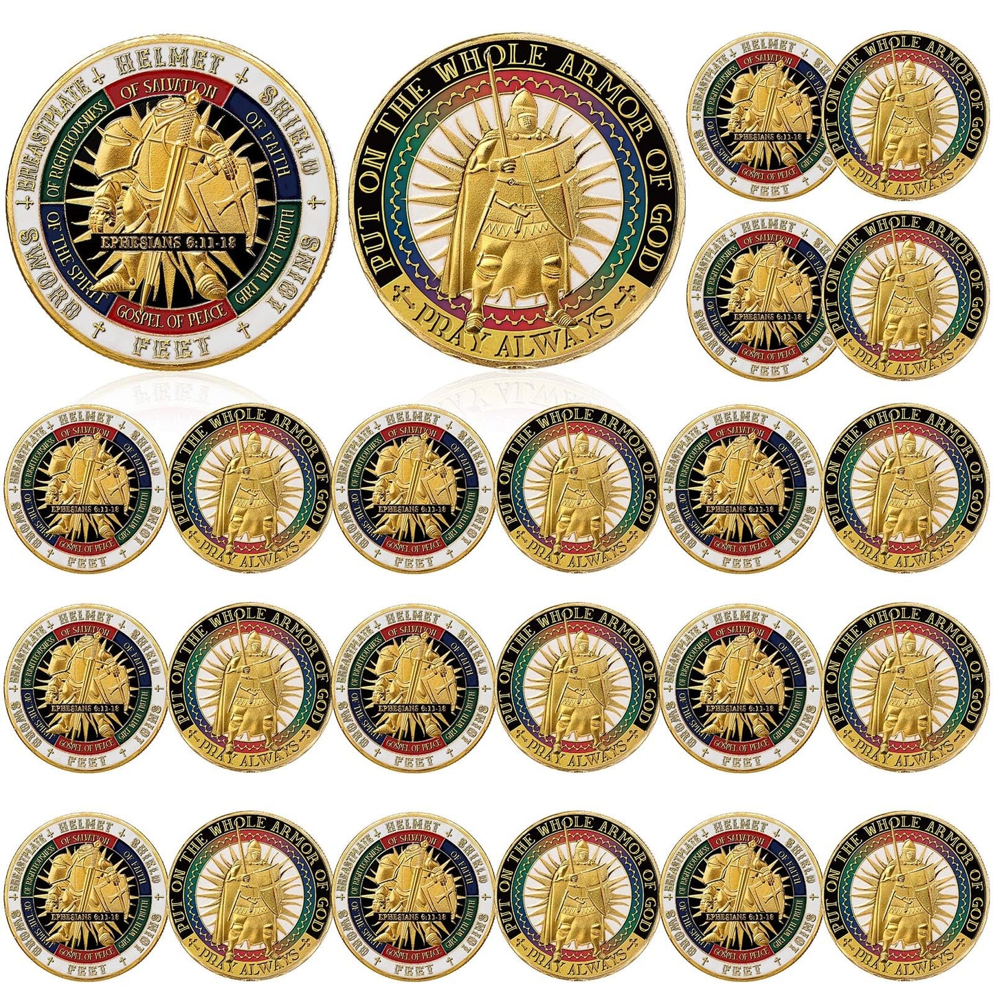 Siifert 24 Pcs Put on the Whole Armor of God Coins – Collectible Prayer Memorials