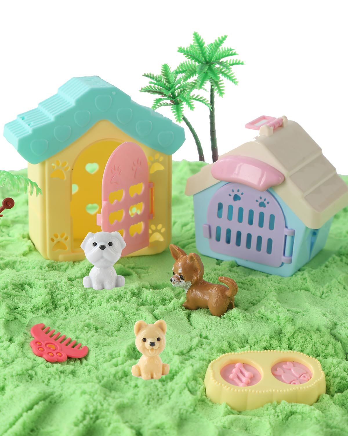 Sikmcle 36 PCS Pet Sensory Bin Kit – Moldable Sand, Sandbox with Lid, Dog & Cat Toys