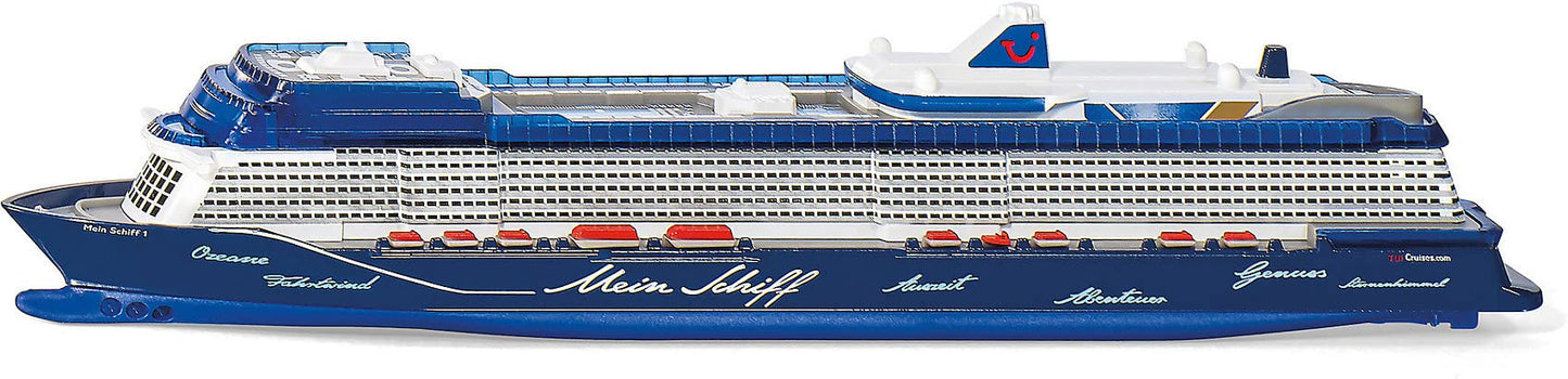 Siku 1730 Toy Cruise Ship 1:1400 – Blue/White, Metal Hull, Not Floatable