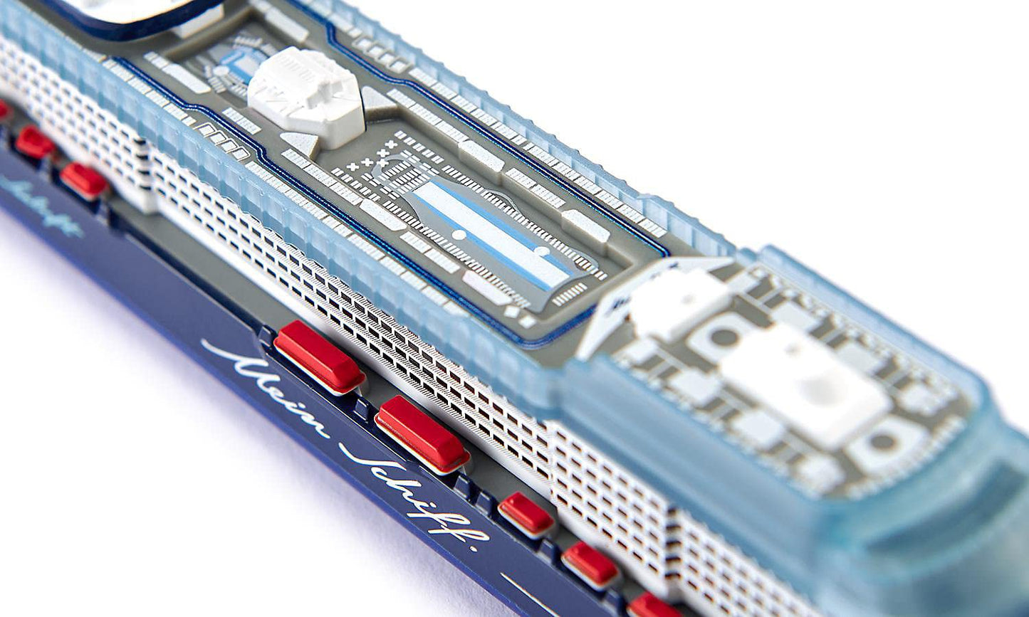 Siku 1730 Toy Cruise Ship 1:1400 – Blue/White, Metal Hull, Not Floatable