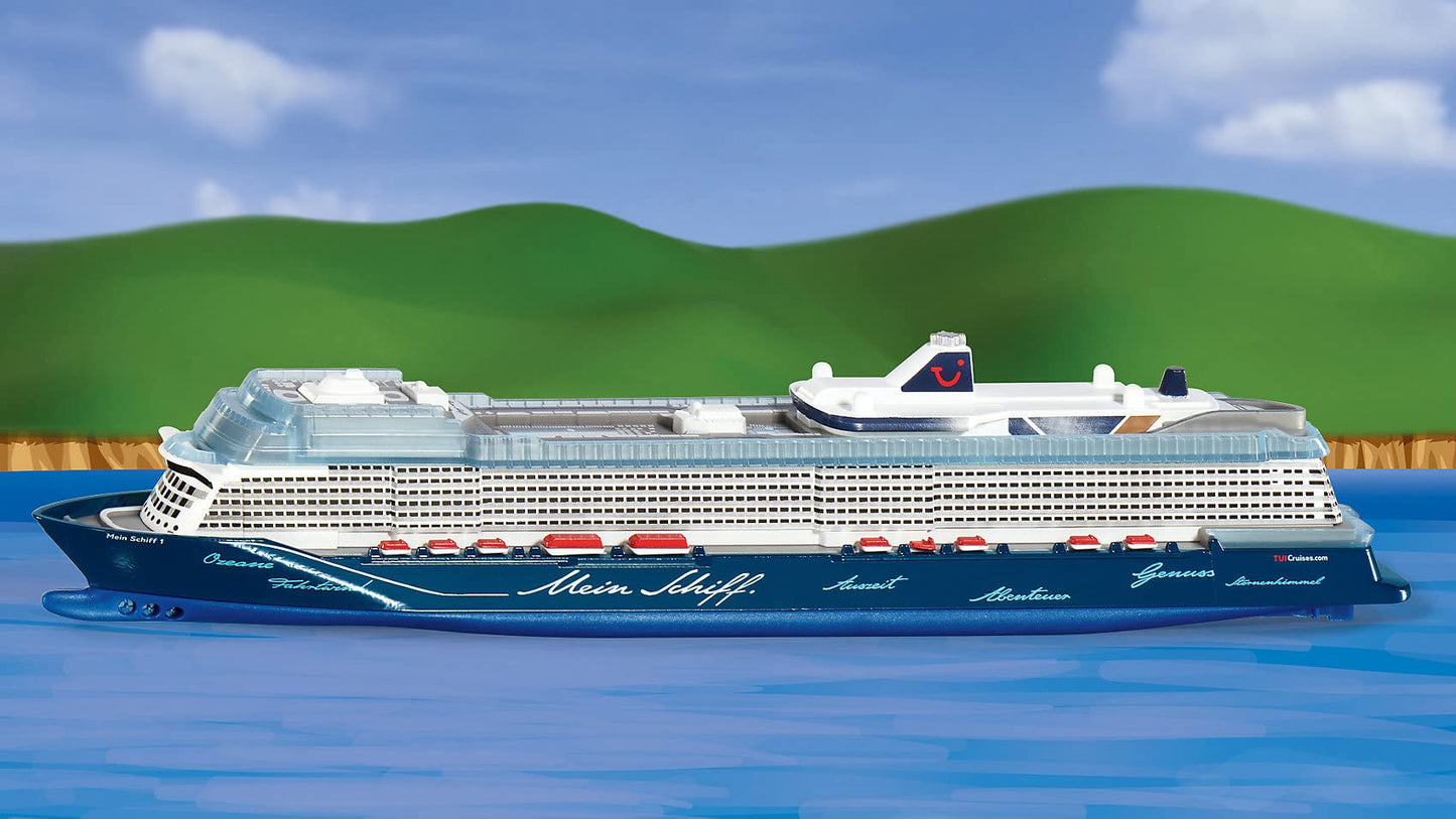 Siku 1730 Toy Cruise Ship 1:1400 – Blue/White, Metal Hull, Not Floatable