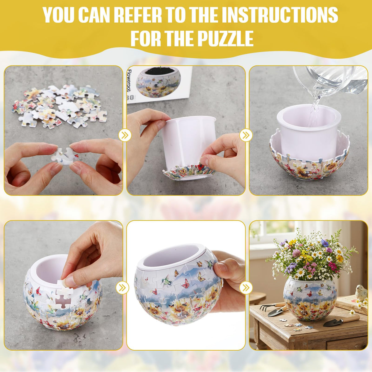 Silipull 3D Puzzle Vase – DIY Flower Display with 160 Curved Pieces