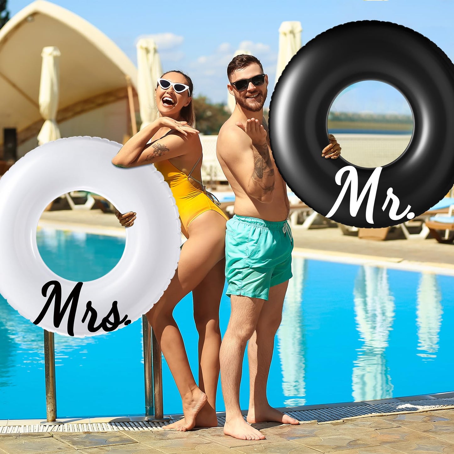 Silipull Mr. & Mrs. 48-Inch Inflatable Pool Floats – 2-Pack Wedding Decor