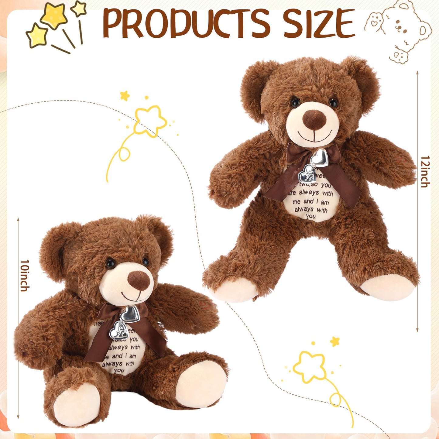 Silipull 12-Inch Bear with Voice Recorder – Photo Pendant Memorial Plush Gift (Dark Brown)