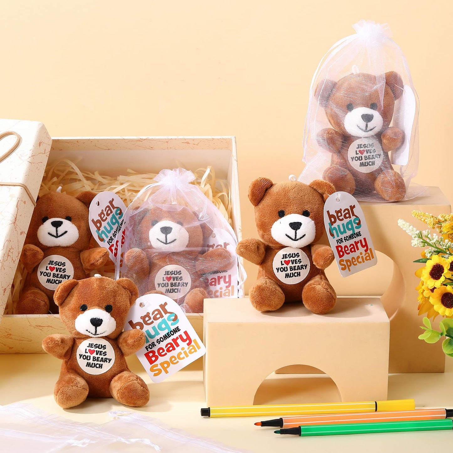 Silipull Jesus Loves You Beary Much 12 Bears – Religious Plush Gift Set