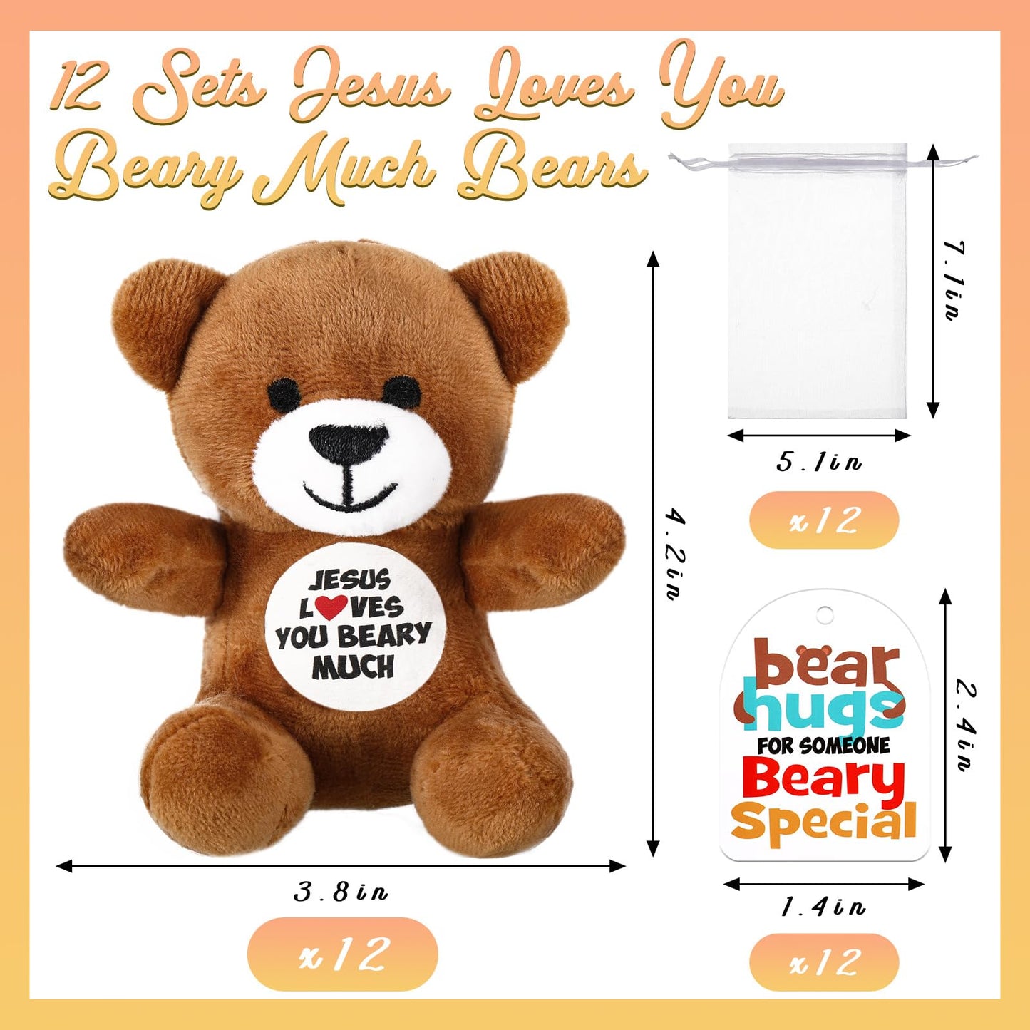 Silipull Jesus Loves You Beary Much 12 Bears – Religious Plush Gift Set