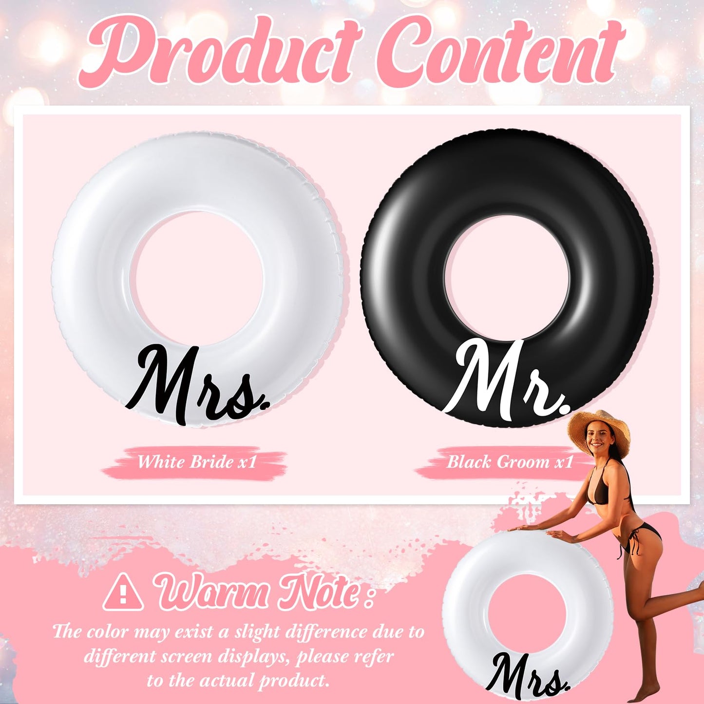 Silipull Mr. & Mrs. 48-Inch Inflatable Pool Floats – 2-Pack Wedding Decor