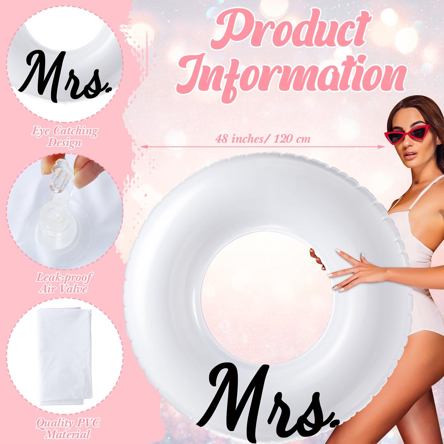 Silipull Mr. & Mrs. 48-Inch Inflatable Pool Floats – 2-Pack Wedding Decor
