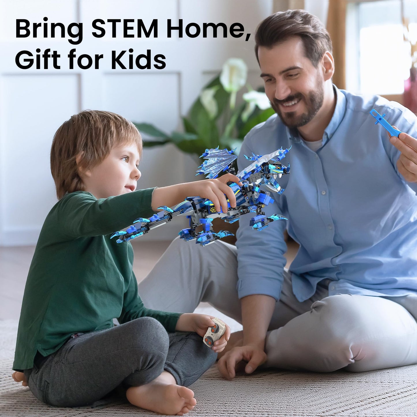Sillbird Dragon Building Kit – 590-Piece STEM Toy with Remote Control (3-in-1 Models) for Kids 8–12