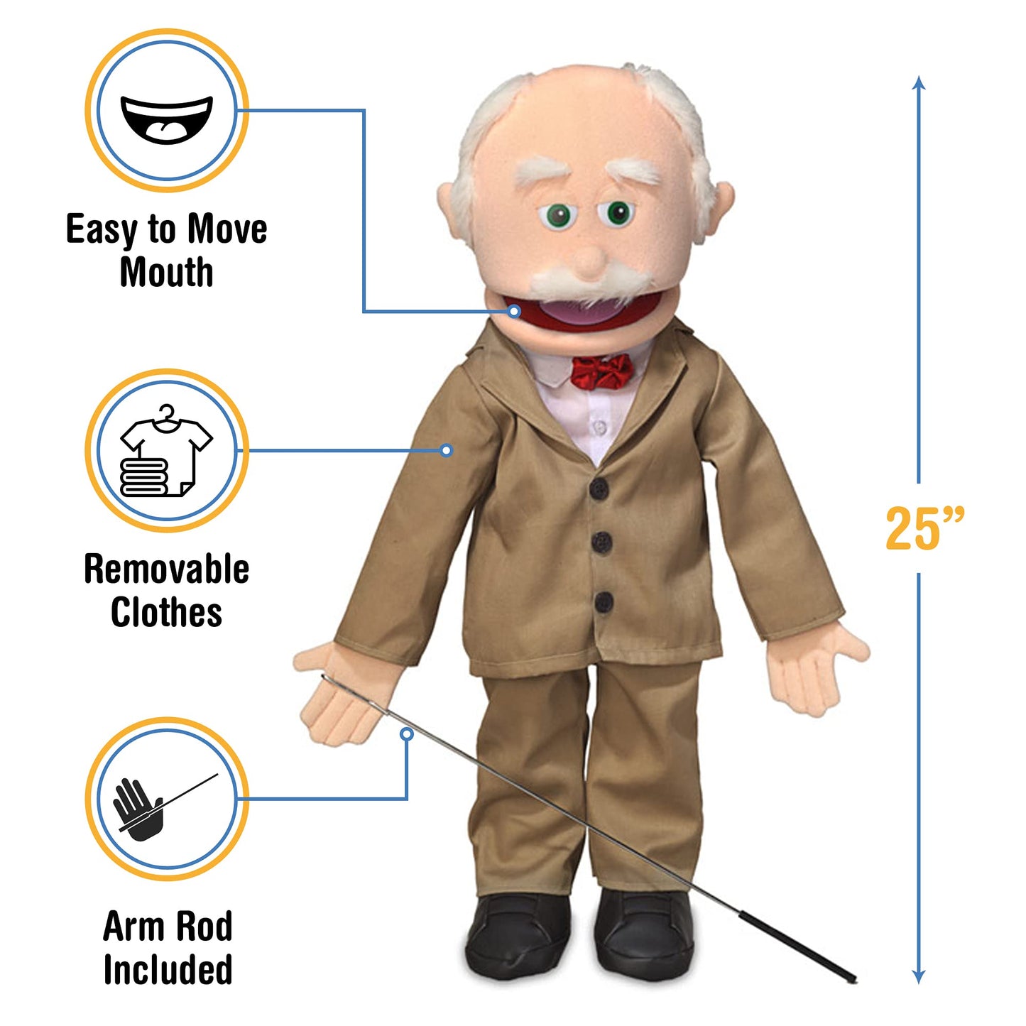 Silly Puppets 25-Inch Pops Peach Grandfather: Full-Body Ventriloquist Puppet