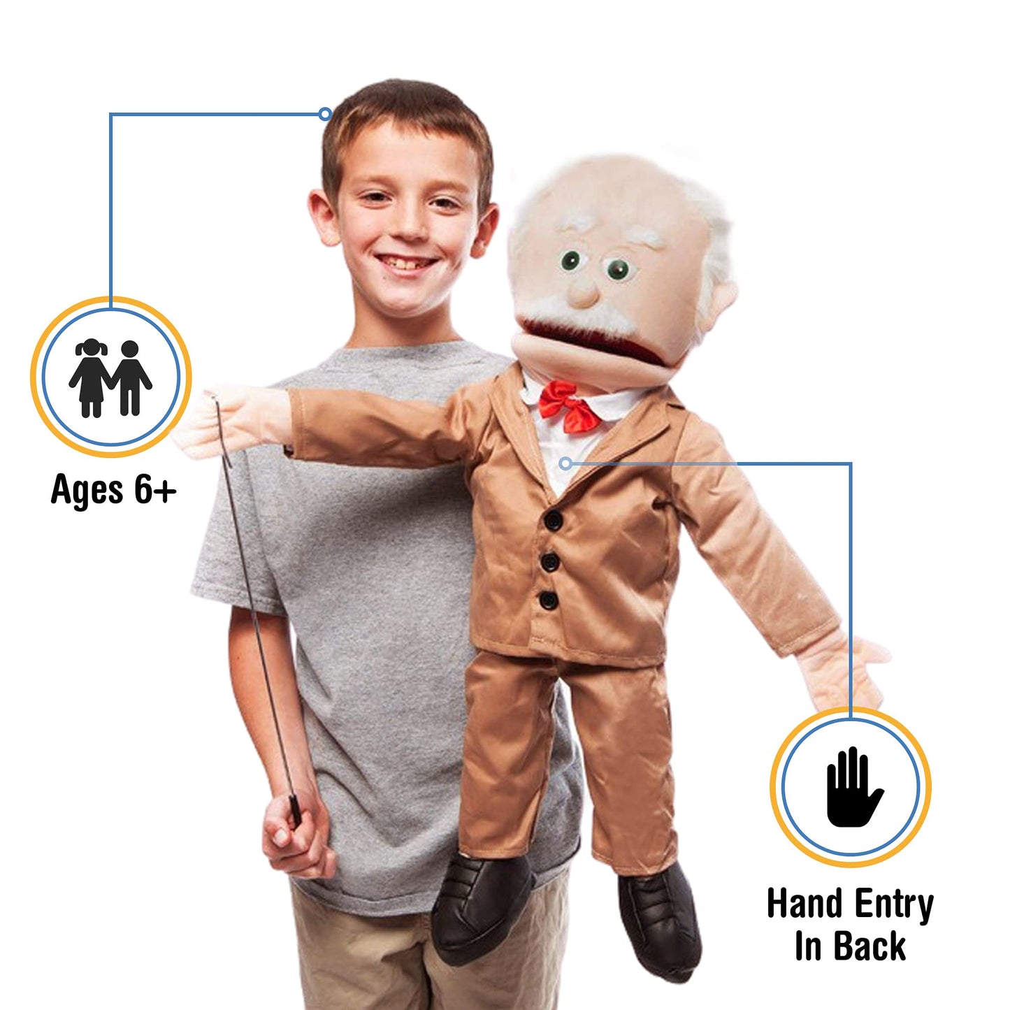 Silly Puppets 25-Inch Pops Peach Grandfather: Full-Body Ventriloquist Puppet