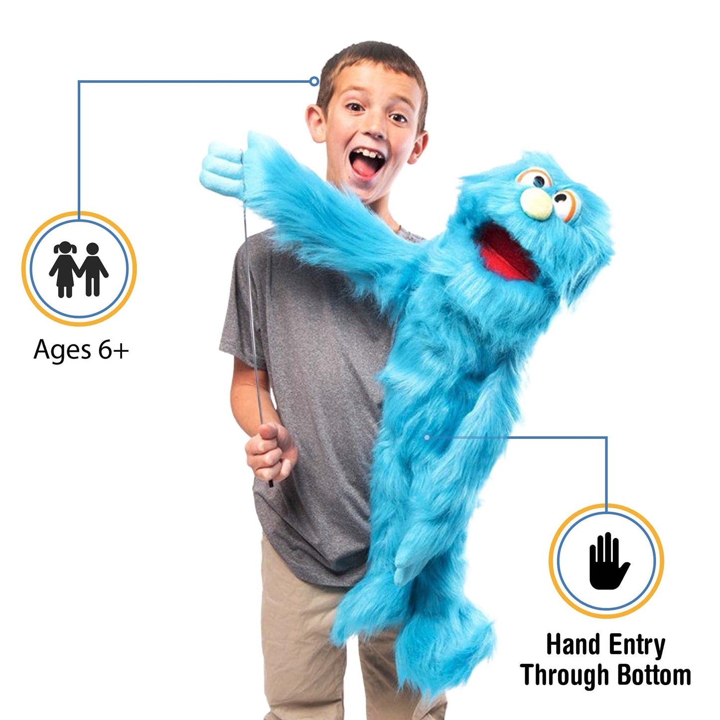 Silly Puppets 30-inch Blue Monster Puppet – Full Body Ventriloquist Puppet