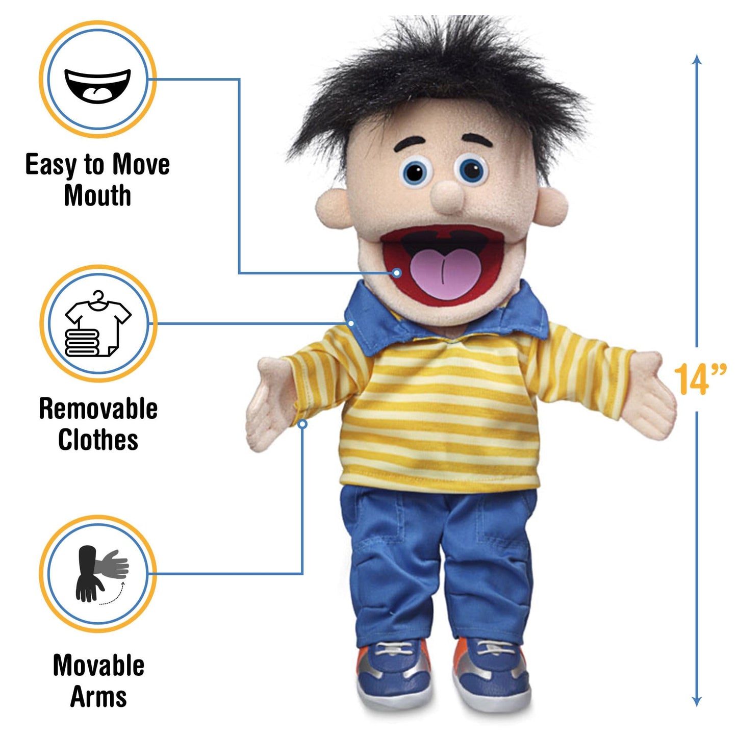Silly Puppets 14-Inch Bobby Peach Boy Hand Puppet | Imaginative Pretend Play