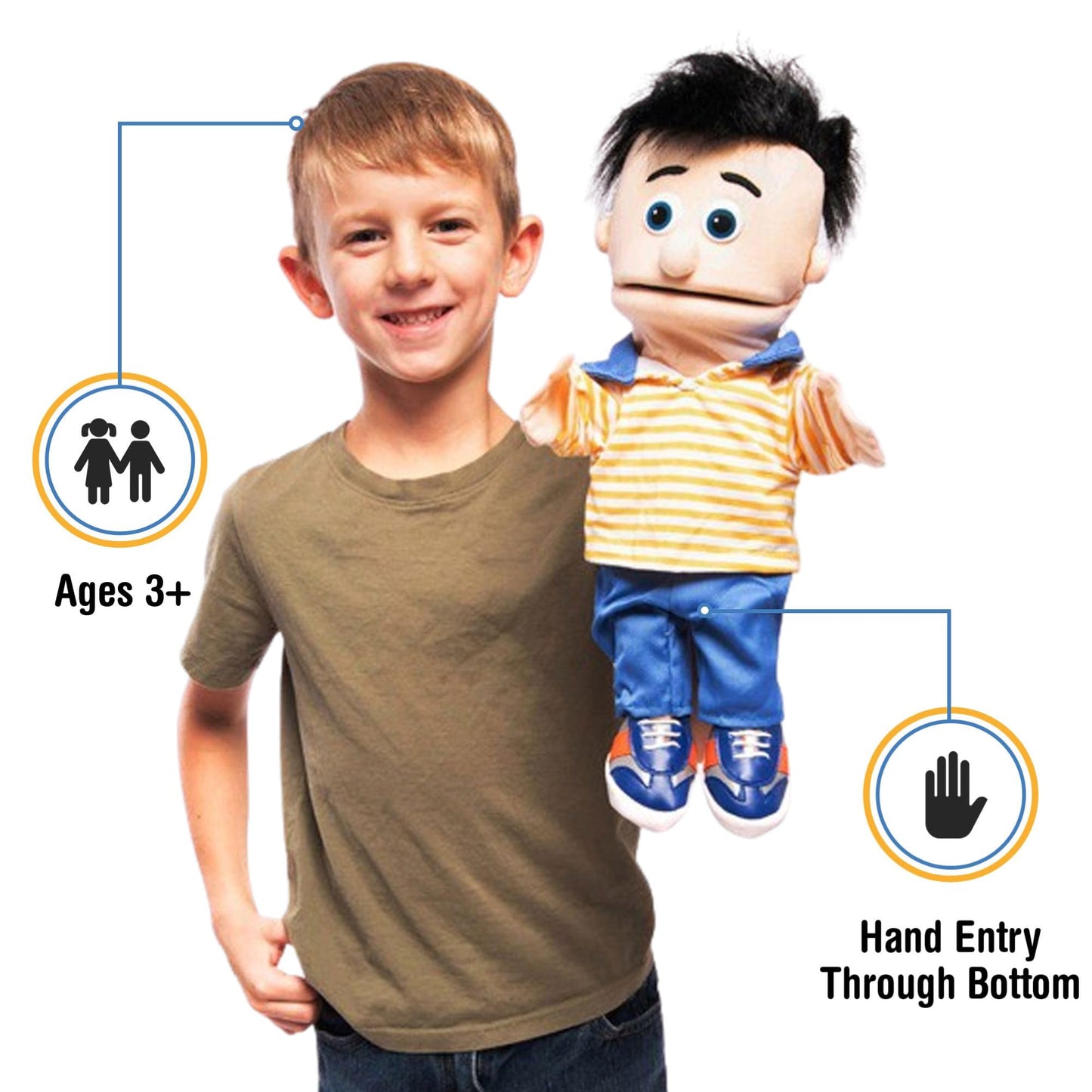Silly Puppets 14-Inch Bobby Peach Boy Hand Puppet | Imaginative Pretend Play