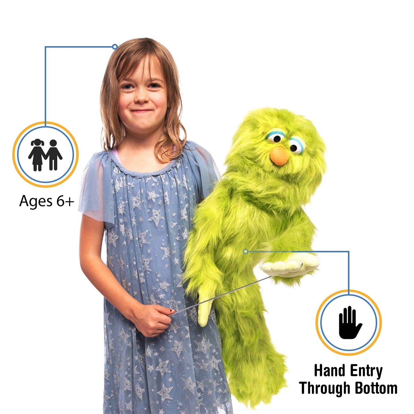 Silly Puppets 30-Inch Green Monster Puppet – Full Body Ventriloquist
