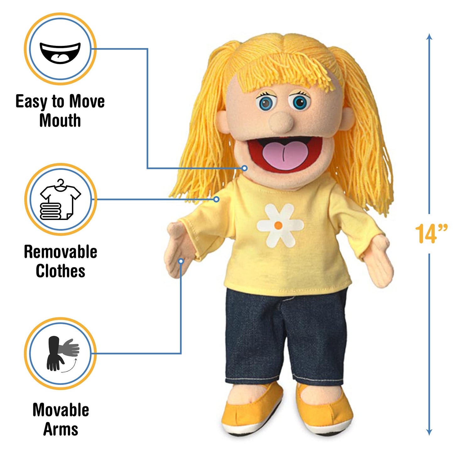 Silly Puppets 14-Inch Katie Peach Girl Hand Puppet