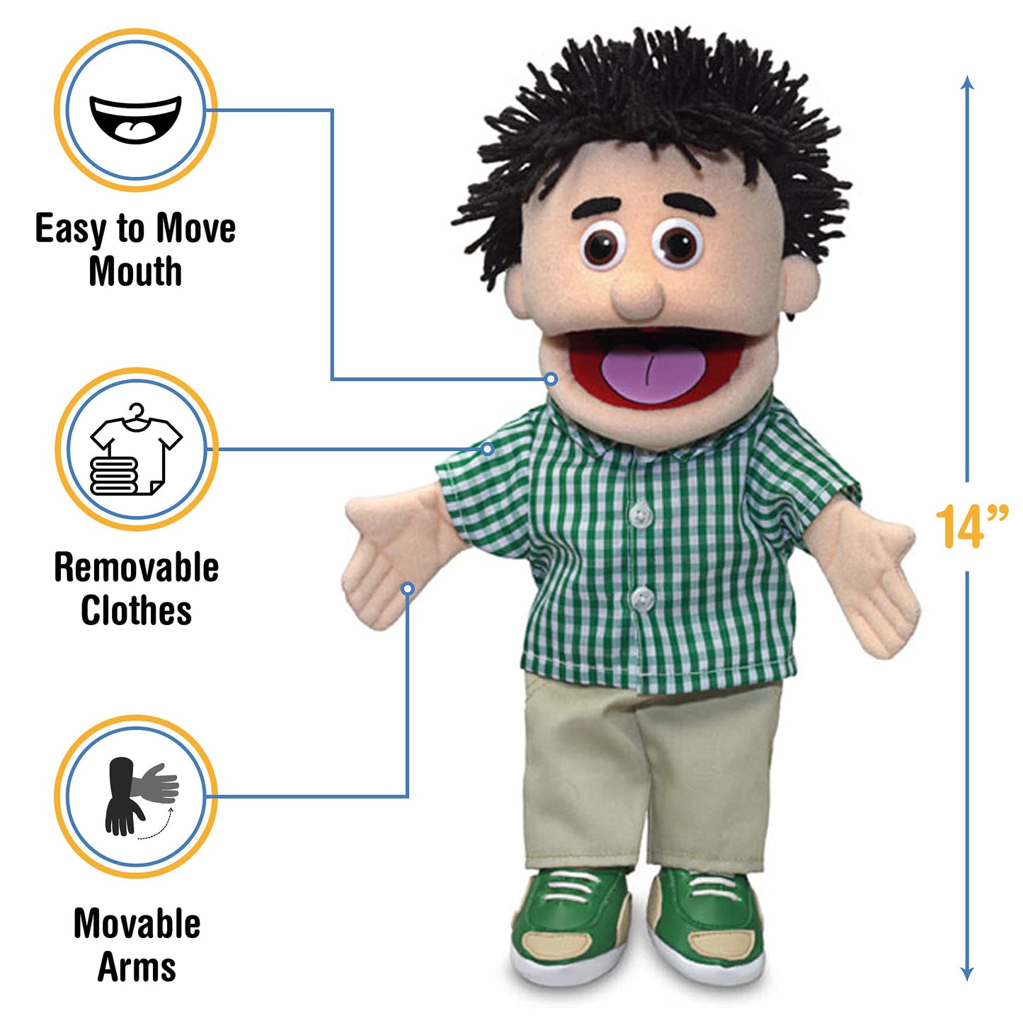 Silly Puppets Kenny Peach Boy Hand Puppet – 14-Inch Expressive Puppet