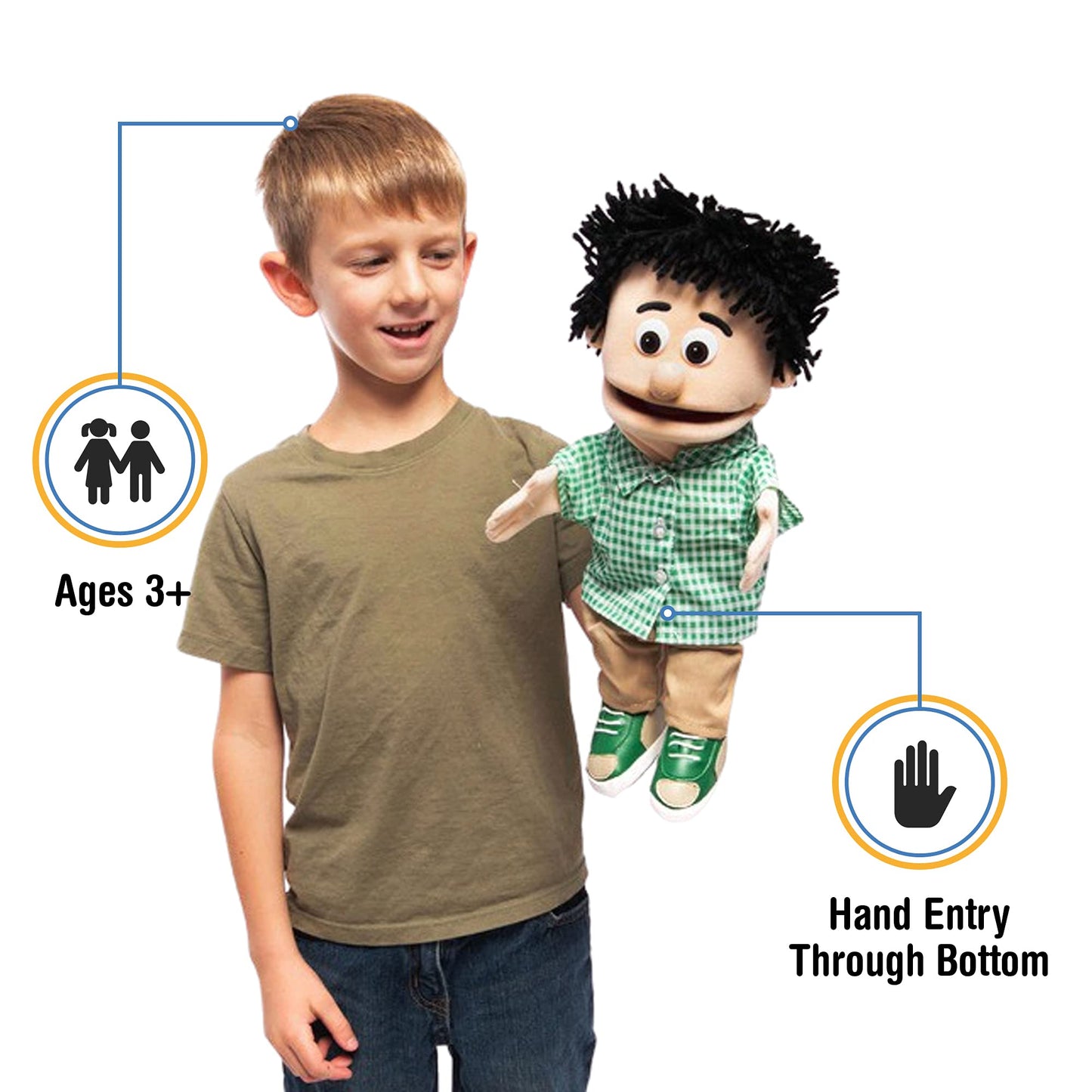 Silly Puppets Kenny Peach Boy Hand Puppet – 14-Inch Expressive Puppet