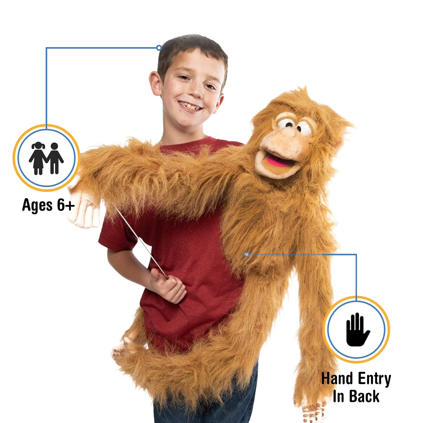Silly Puppets 38-Inch Monkey Wrap-Around Waist Ventriloquist Puppet