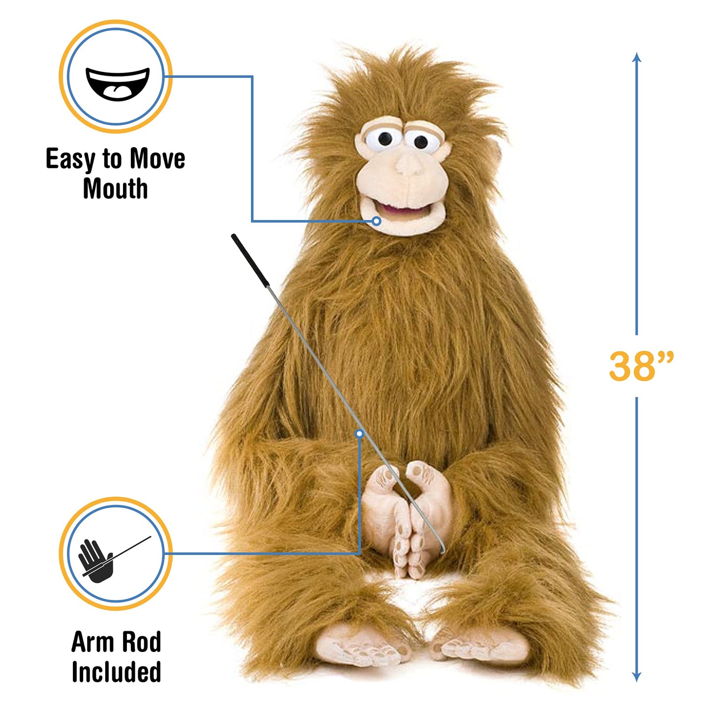 Silly Puppets 38-Inch Monkey Wrap-Around Waist Ventriloquist Puppet