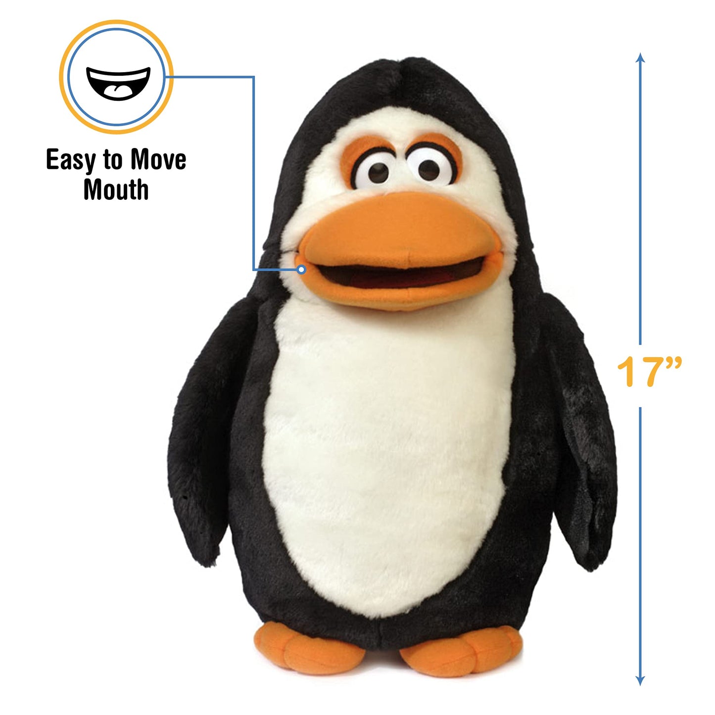 Silly Puppets 17-Inch Penguin Hand Puppet — Expressive, Soft Plush for Playful Storytelling