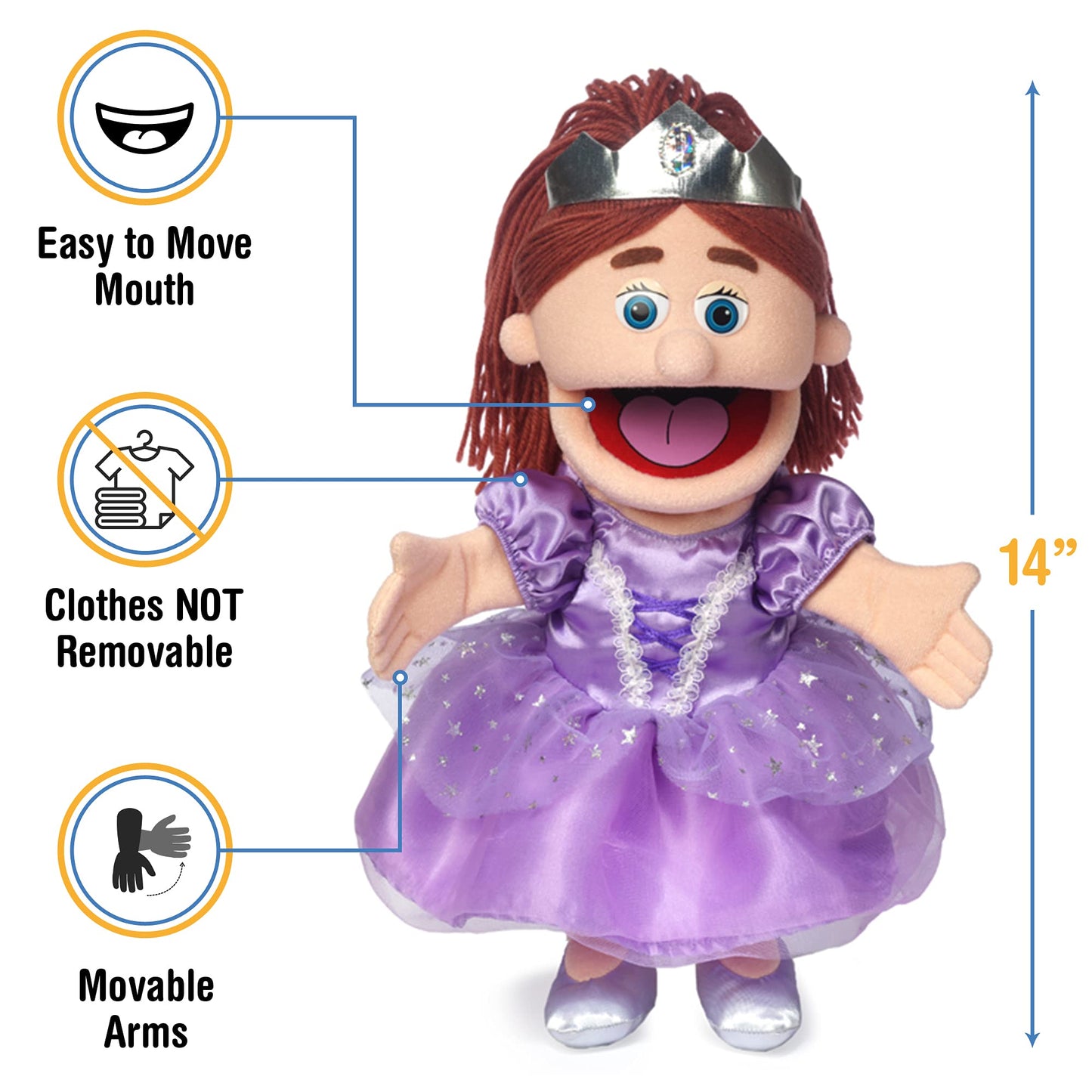 Silly Puppets 14-Inch Princess Peach Girl Hand Puppet | Creative Pretend Play