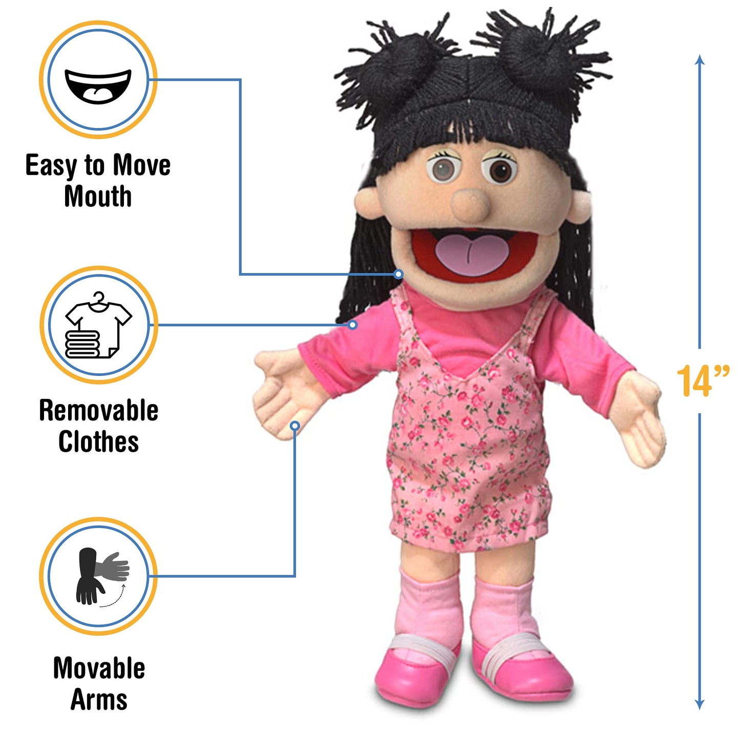 14-Inch Susie Peach Girl Hand Puppet by Silly Puppets | Expressive Pretend Play