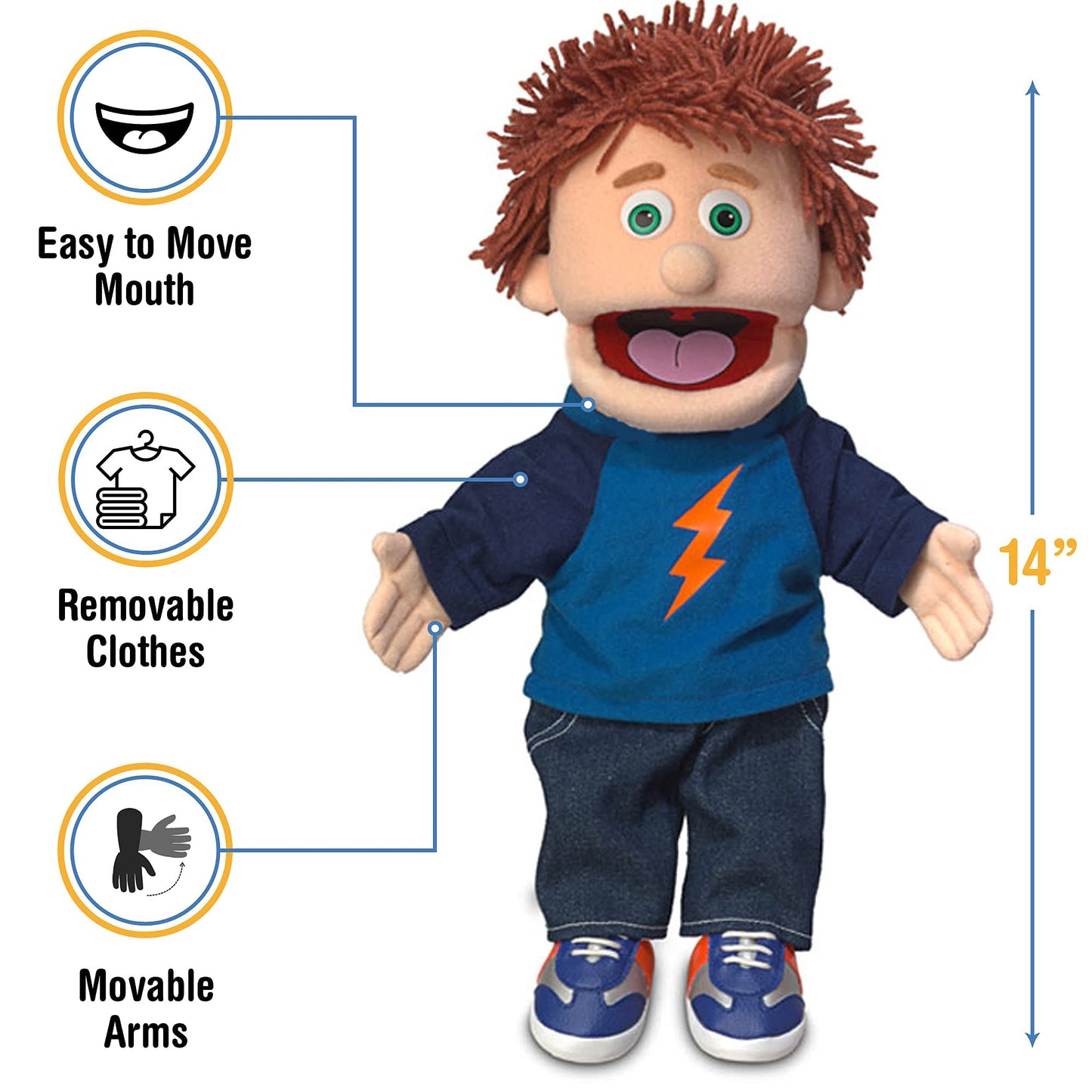Tommy Peach Boy Hand Puppet 14 Inch by Silly Puppets