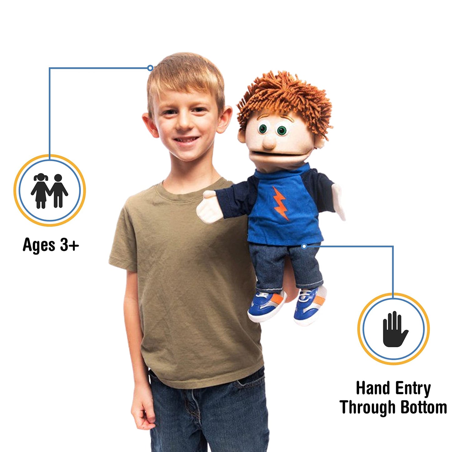 Tommy Peach Boy Hand Puppet 14 Inch by Silly Puppets