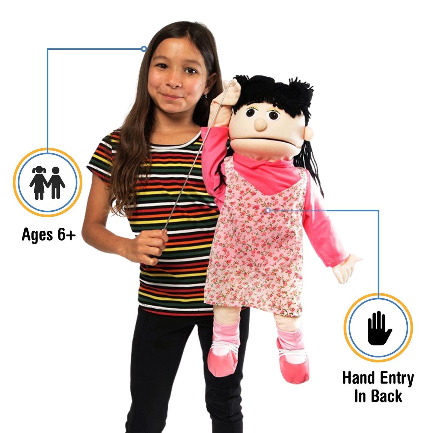 Silly Puppets 25-inch Susie Peach Girl Full Body Ventriloquist Puppet